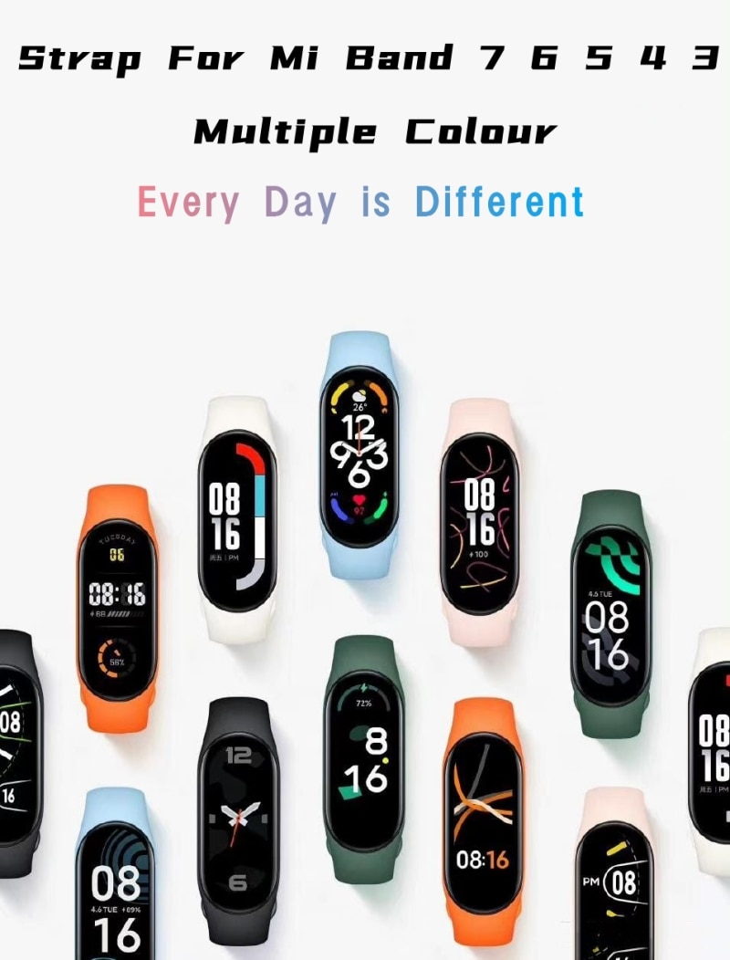 Strap for Mi Band 7 6 5 4 3 Bracelet Xiaomi Mi Band 5 4 Strap Silicone Sport Watchband for Wristband 7 6 3 Replacement Wristband