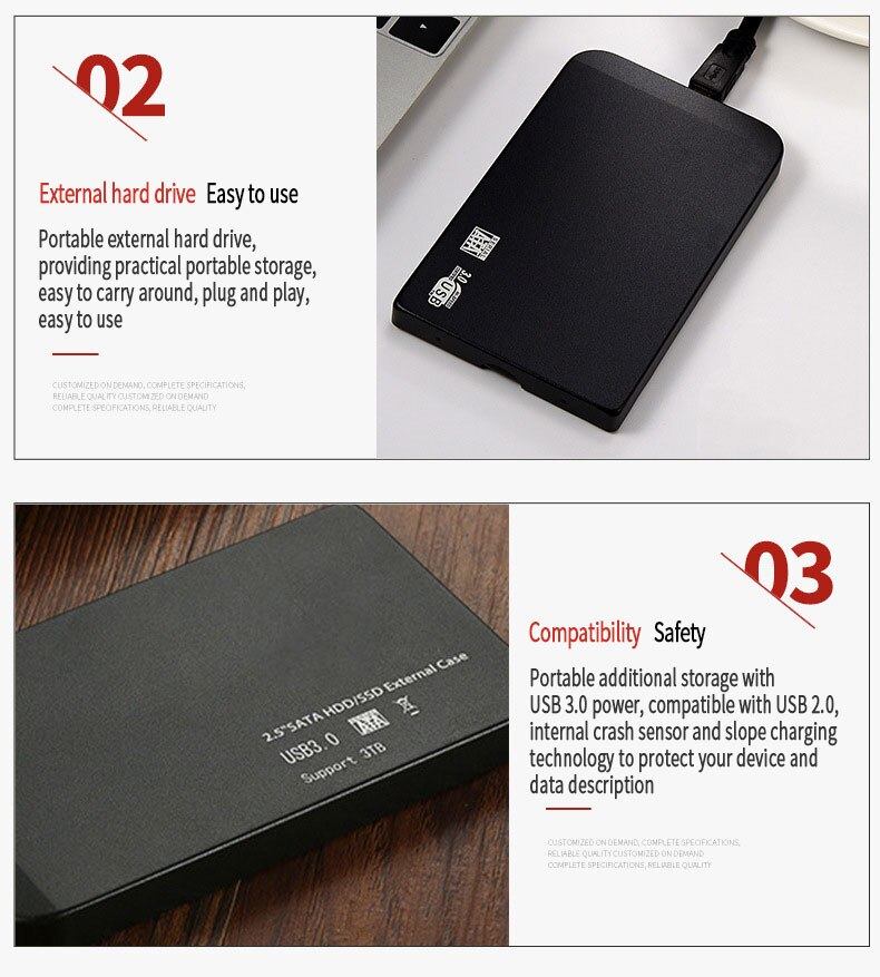 Brand New Portable SSD 1TB 2TB External Hard Drive Type-C USB 3.0 High-Speed External Storage Hard Disks For Laptops/Desktop/Mac