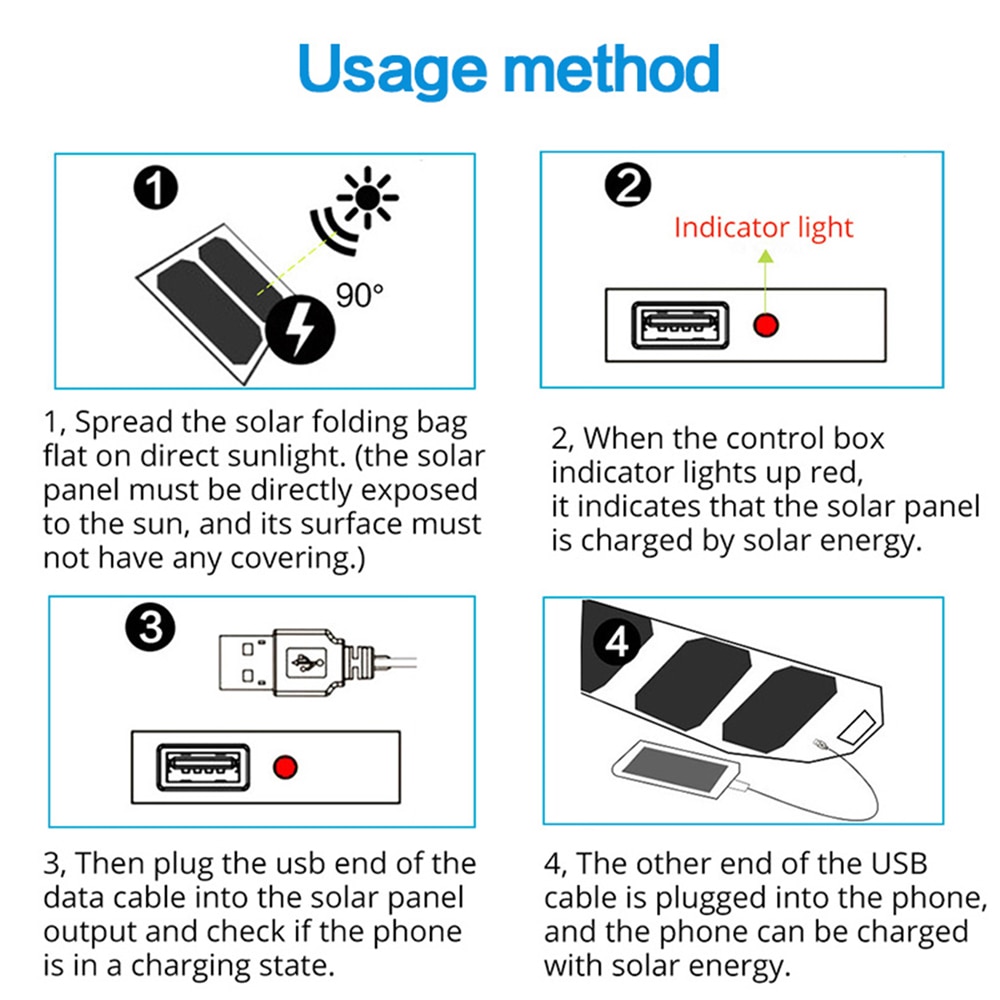 Folding Outdoor Solar Panel Charger Portable 5V 2.1A USB Output Devices Camp Hiking Backpack Travel Power Supply For Smartphones