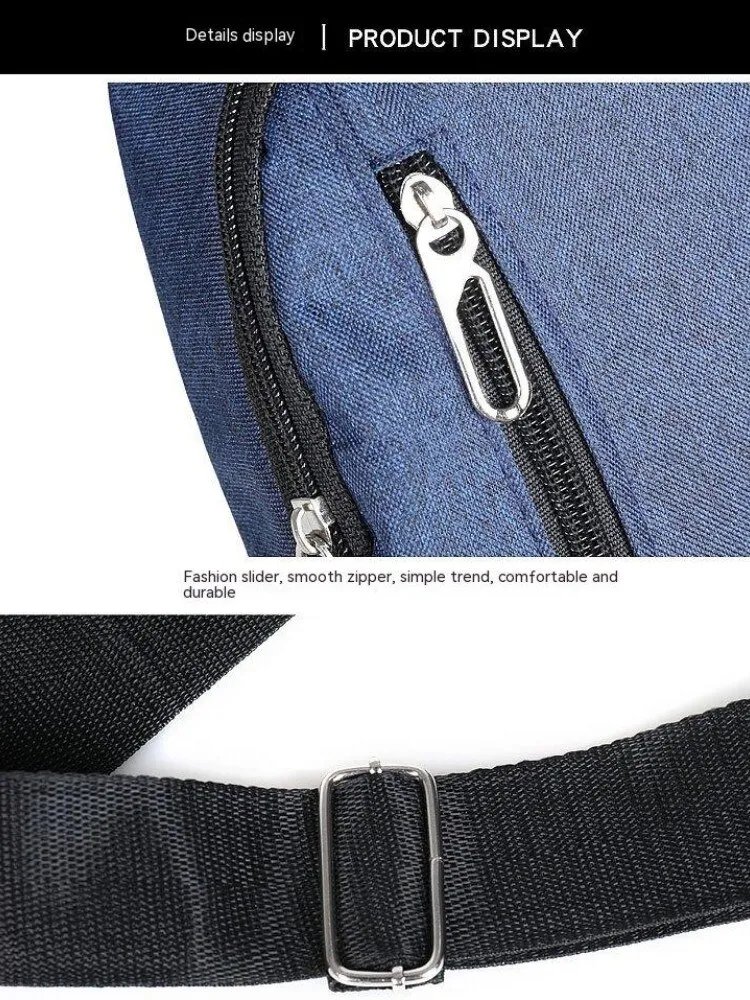 Black Oxford Cloth Single Shoulder Crossbody Bag Casual Sports Men Outdoor Trend Sling Bag