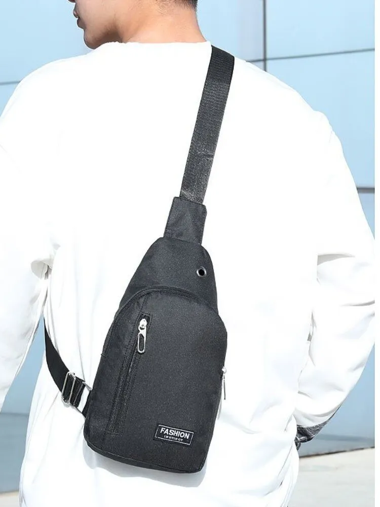 Black Oxford Cloth Single Shoulder Crossbody Bag Casual Sports Men Outdoor Trend Sling Bag