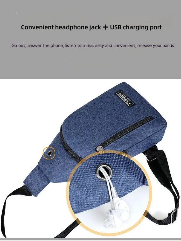 Black Oxford Cloth Single Shoulder Crossbody Bag Casual Sports Men Outdoor Trend Sling Bag