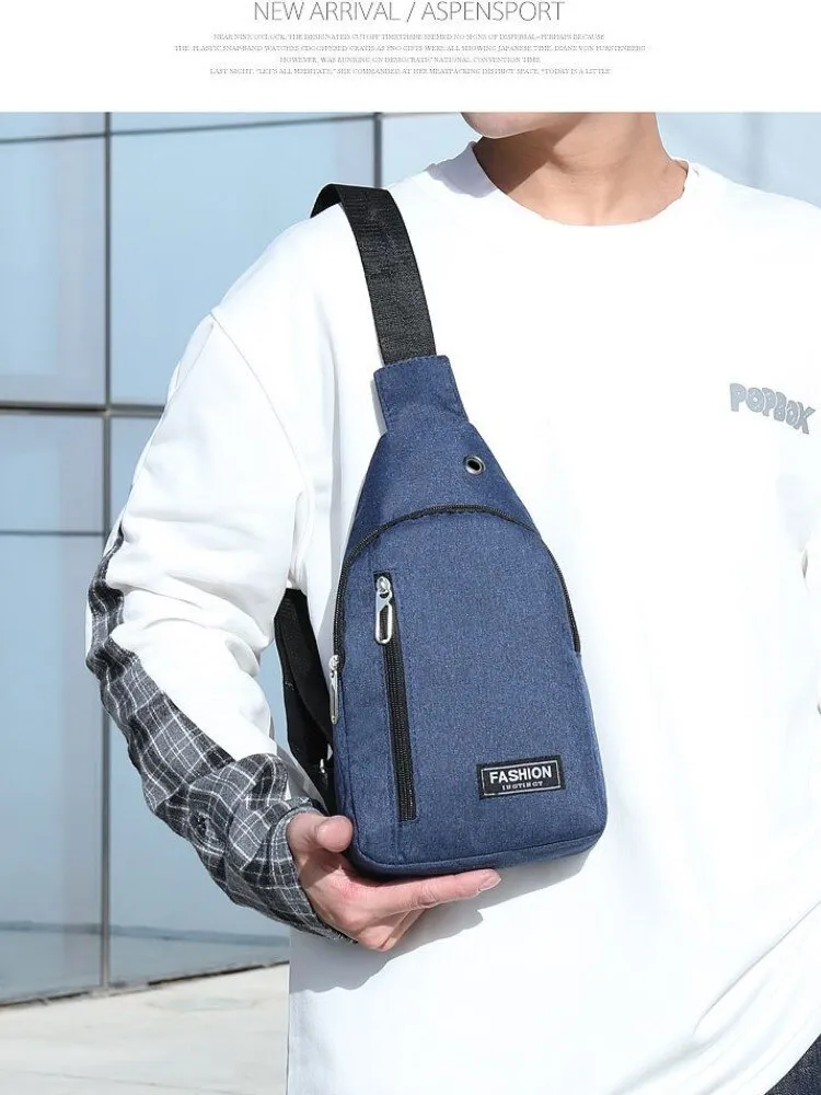 Black Oxford Cloth Single Shoulder Crossbody Bag Casual Sports Men Outdoor Trend Sling Bag